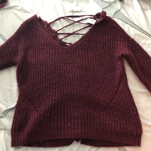 dark red sweater
